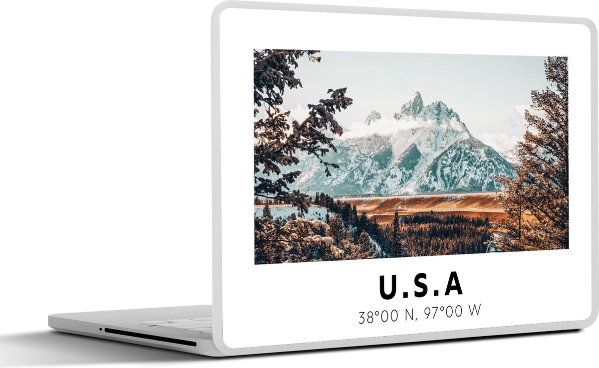 Laptop sticker - 15.6 inch - Amerika - Bergen - Winter - Bos - 36x27,5cm - Laptopstickers - Laptop skin - Cover