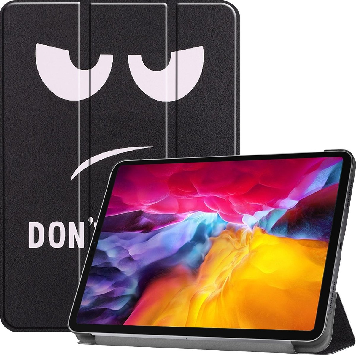 Mobigear Tri-Fold - Tablethoes geschikt voor Apple iPad Pro 11 (2022) Hoes Bookcase - Do Not Touch