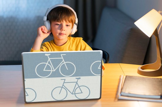 Sticker ordinateur portable - 11,6 pouces - Vélo - Blauw - Motif