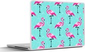 Laptop sticker - 17.3 inch - Flamingo - Roze - Patroon - 40x30cm - Laptopstickers - Laptop skin - Cover