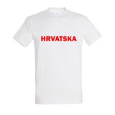 WK - Kroatië - Croatia - Hrvatska - T-shirt Wit - Voetbalshirt - Maat: XL - Wereldkampioenschap voetbal 2022