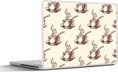 Laptop sticker - 13.3 inch - Patronen - Vintage - Koffie - 31x22,5cm - Laptopstickers - Laptop skin - Cover