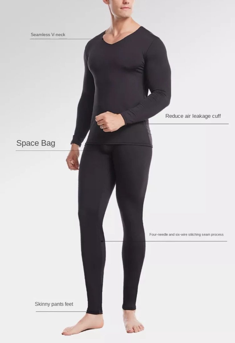 Thermo broek ondergoed lang voor Dames en heren zwart melange - Wintersport  kleding - Thermokleding - maat XXL
