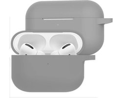 Hoesje Geschikt voor Apple AirPods Pro 2 - Siliconen Hoes met Clip - Silicone Case Cover - Grijs