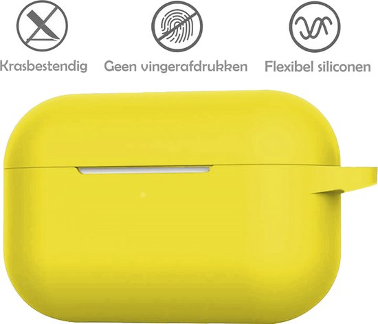 Geel siliconen hoesje voor AirPods Pro, krasbestendig en flexibel.