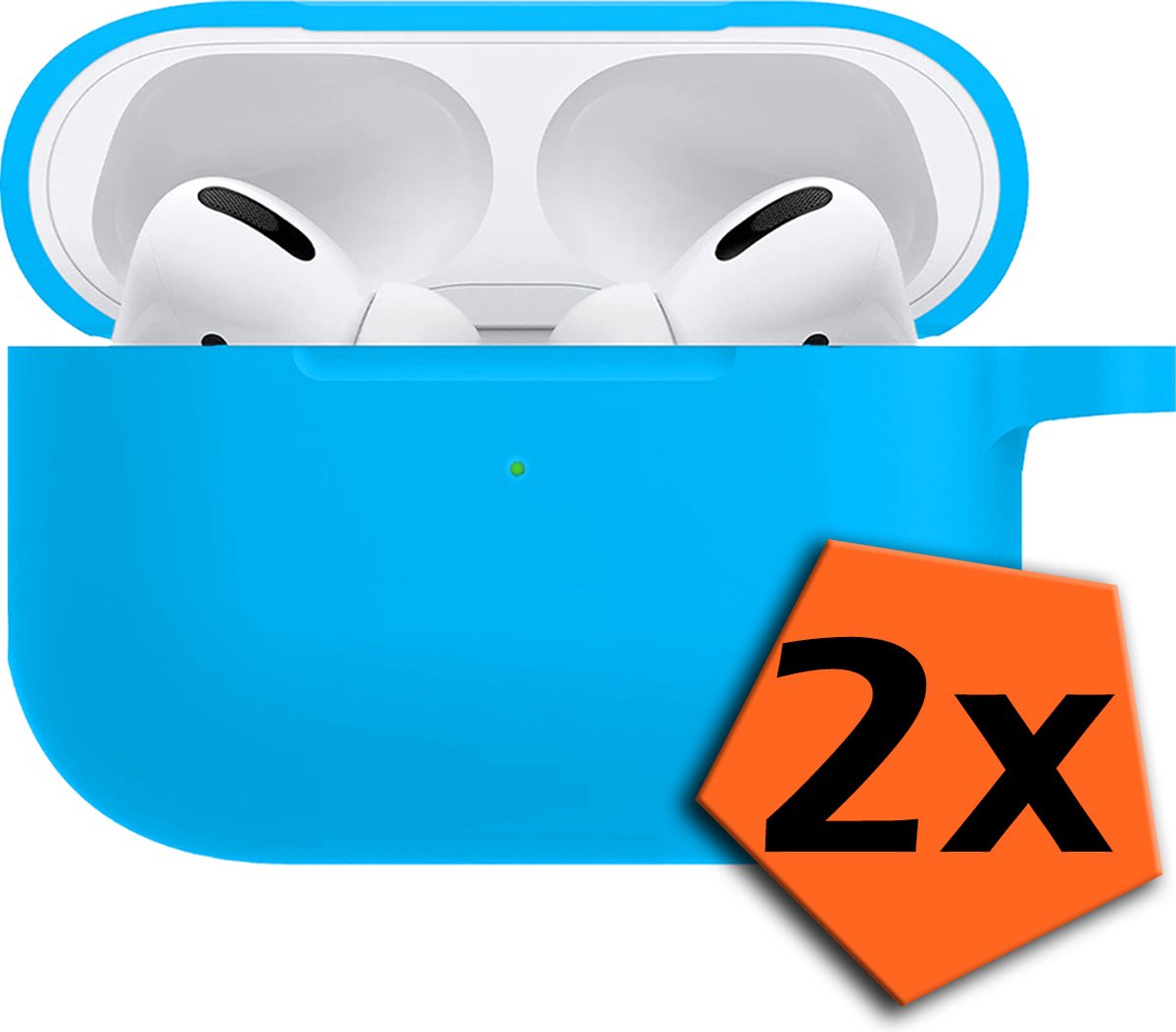 Hoesje Geschikt voor Airpods Pro Hoesje Siliconen Case Hoes - Hoesje Geschikt voor Apple Airpods Pro Case - Lichtblauw - 2 PACK