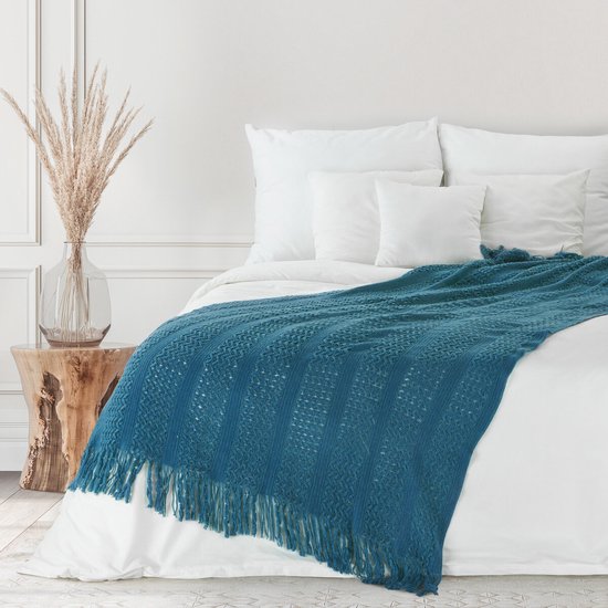 Oneiro's Luxe Plaid AKRYL Type 1 bleu - 130 x 170 cm - séjour - intérieur - chambre - couverture - cosy - polaire - couvre-lit