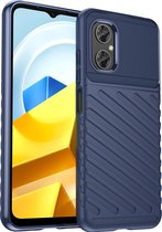 Mobigear Hoesje geschikt voor POCO M5 Telefoonhoesje Flexibel TPU | Mobigear Groove Backcover | M5 Case | Back Cover - Blauw