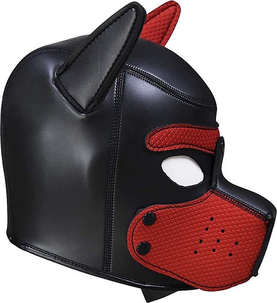 YiQin RWSX Petplay Hondenmasker, zacht latex hondenmasker met oren, puppymasker, afneembare mond, geschikt voor Halloween, vakantiefeest (groot, geel