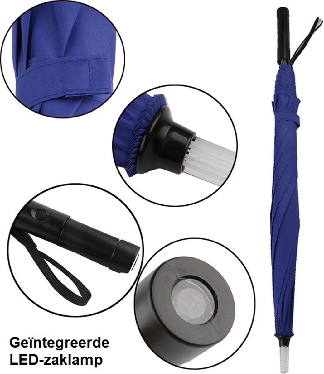 LED Lightsaber-paraplu, op batterijen werkende verlichte golfparaplu's met 7 kleuren veranderende op de as zaklampparaplu voor veilig nachtelijk wandelen (zwart