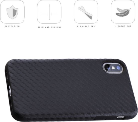 Coque iPhone X/ XS Motif Fibre de Carbone - Coque arrière de luxe - Zwart |  bol.com