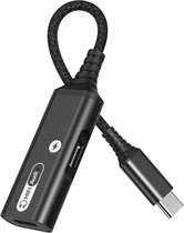 Xtabarya 2 In 1 Splitter USB Type C Male met Daul Type C Hifi Dac Type C Pd 60W Opladen Vrouwelijke naar USB C Vrouwelijke -zwart