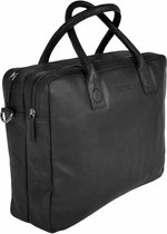 DSTRCT Fletcher Leather Business Laptop Bag - Compartiment pour ordinateur portable 15,6 pouces - Porte-clés - Noir