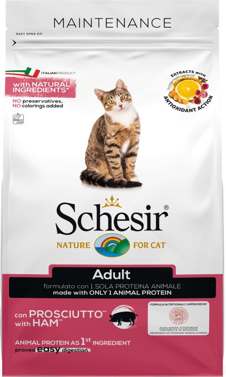 8x Schesir Kattenvoer Dry Maintenance Ham 400 gr