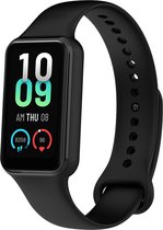 Siliconen Smartwatch bandje - Geschikt voor Amazfit Band 7 siliconen bandje - zwart - Strap-it Horlogeband / Polsband / Armband