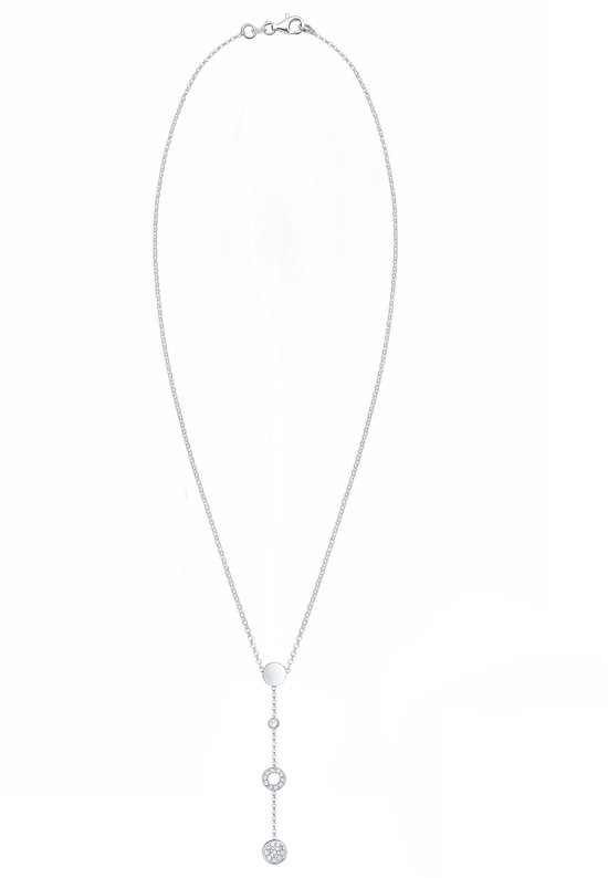 Elli Halsketting dames Y-ketting Geo Layer met kristallen in 925 sterling zilver, 450, Sterling zilver, Kristal