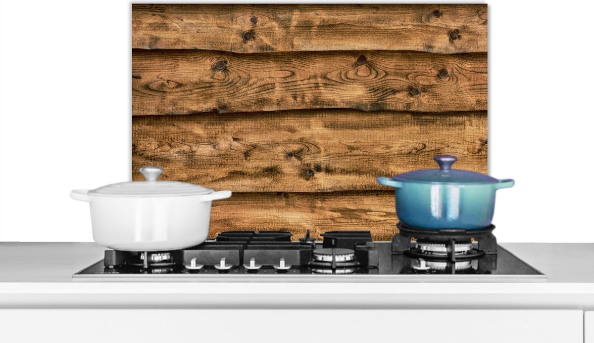 KitchenYeah - Spatscherm keuken - Spatbord - Plank - Hout - Rustiek - Keuken - Spatwand - 70x50 cm
