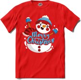Merry christmas sneeuwpop - T-Shirt - Heren - Rood - Maat 4XL