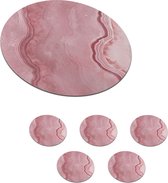 Onderzetters voor glazen - Rond - Rosé - Agaat geode - Stenen - Kristal - 10x10 cm - Glasonderzetters - 6 stuks