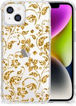 Smartphone hoesje Geschikt voor iPhone 14 Hoesje Bumper met transparante rand Gouden Bloemen
