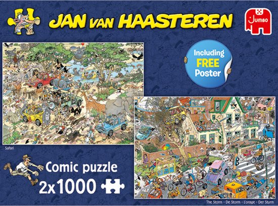 Jan van Haasteren Safari & Storm 2-in-1 puzzel - 2 x 1000 stukjes - Jan van Haasteren