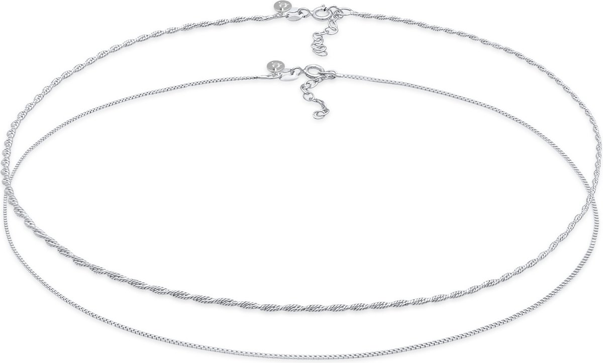 Elli PREMIUM - Halsketting - Dames Choker Set Solitaire Trend met Labradoriet Edelsteen in 925 Sterling Zilver - Dames