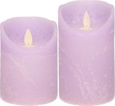 Anna Collection LED kaarsen - 2x stuks - lila paars - 10 en 12,5 cm