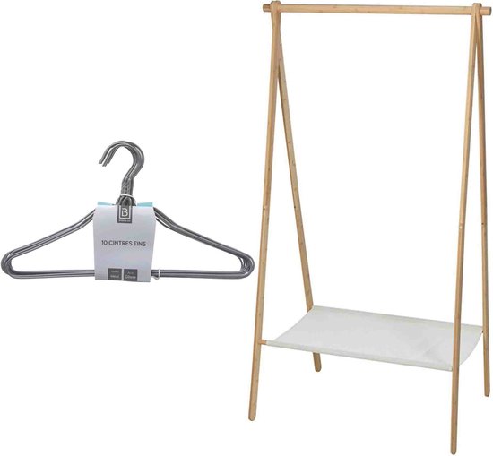 en.casa] Kledingrek Sogndal met 9 planken 139x158x40 cm bamboe