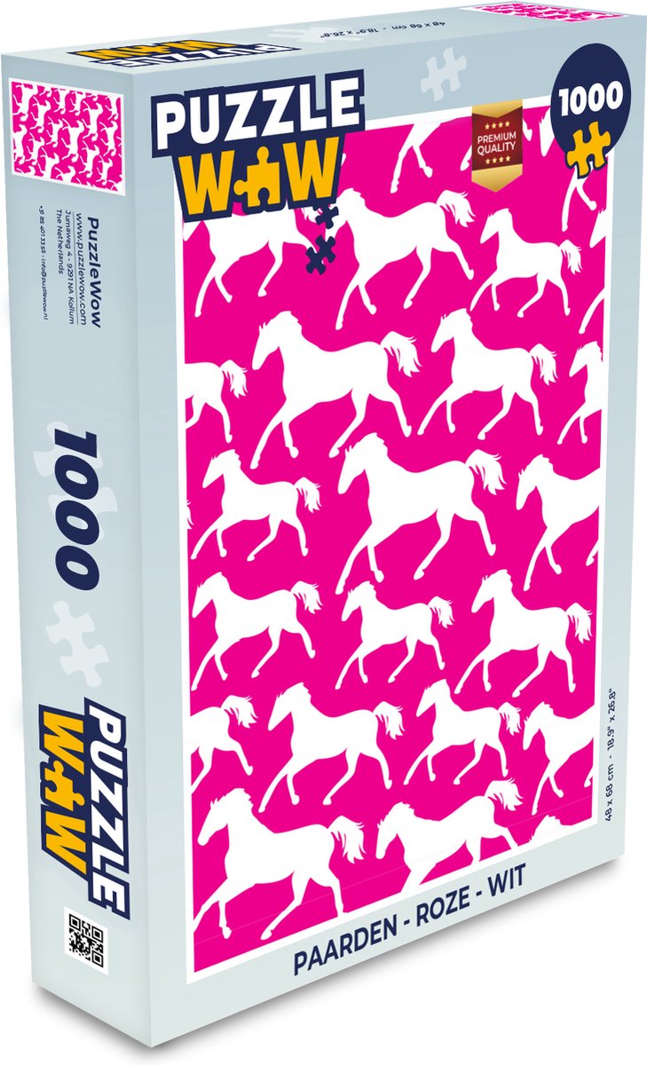 Puzzel Paarden - Roze - Wit - Meisjes - Kinderen - Meiden - Legpuzzel - Puzzel 1000 stukjes volwassenen