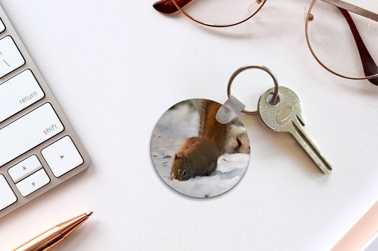 Porte-clés - Écureuil - Loup - Neige - Hiver - Plastique - Rond - Distribuer des cadeaux