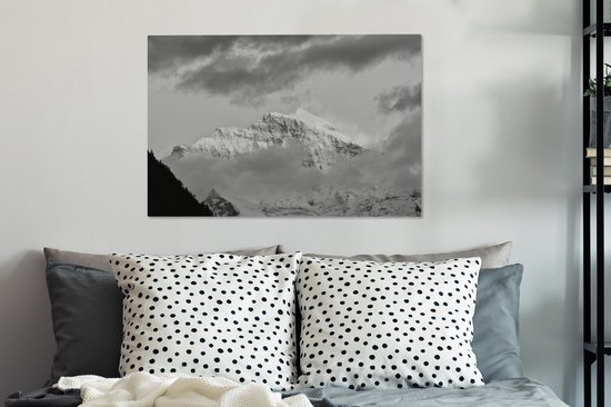 Tableau sur toile Coucher de soleil sur les Alpes suisses à l' Eiger - noir et blanc - 90x60 cm - Décoration murale