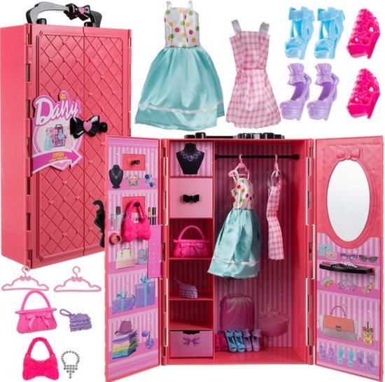 Speelgoed Fashion Kledingkast voor Poppen - Roze - schoenen - Kleding - Tas  - Barbie -... | bol.com