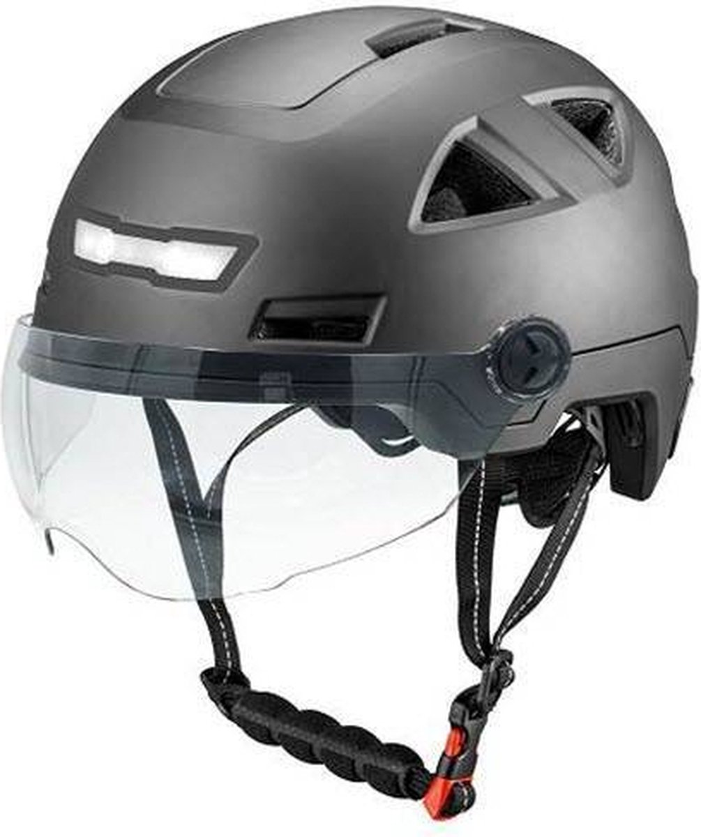 Vito E-Light Speed Pedelec helm met vizier mat zwart S/M 55/58cm | Snorfiets helm Snorscooter | Geschikt voor Helmplicht