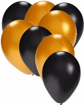 Folat - feest latex ballonnen - 50x stuks - zwart/goud - 27 cm