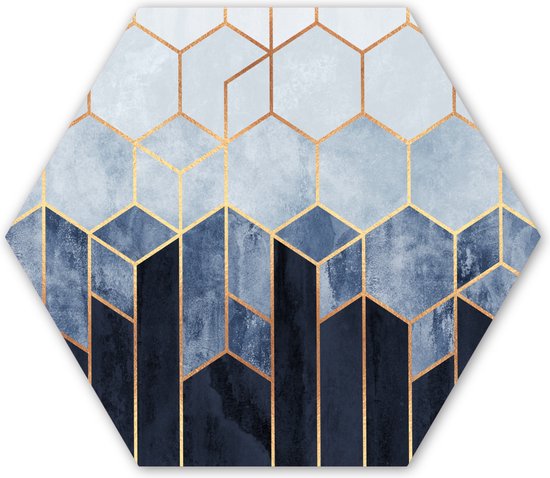 Hexagon wanddecoratie - Kunststof Wanddecoratie - Hexagon Schilderij - Hexagon - Gold - Luxe - Patronen - 75x65 cm