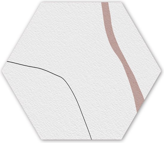 Hexagon wanddecoratie - Kunststof Wanddecoratie - Hexagon Schilderij - Lijn - Pastel - Design - 120x103 cm
