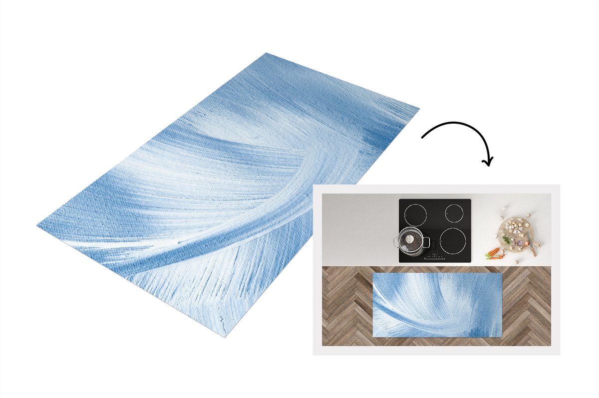 KitchenYeah Keukenloper - Loper keuken - Acrylverf - Blauw - Design - 120x60 cm - Keukenloper vinyl Multicolor