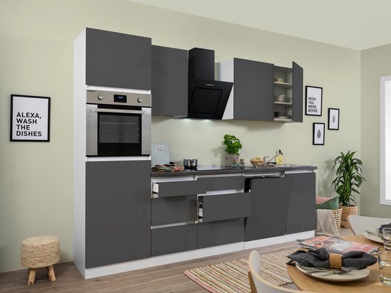 Cuisine complète Meister Premium 280cm blanc brillant - gris brillant