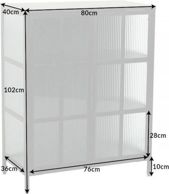 Industriële vitrine DURA STEEL 80cm Zwart Metaal Checker Glas - 41723 | bol