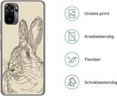 Geschikt voor Xiaomi Redmi Note 10 Pro hoesje - Vintage illustratie van een konijn - Siliconen Telefoonhoesje