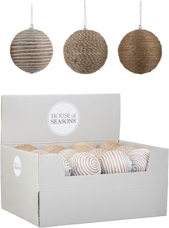 Kerstballen Assortiment Geribbeld - Bruin - ø 8 cm - 24 stuks