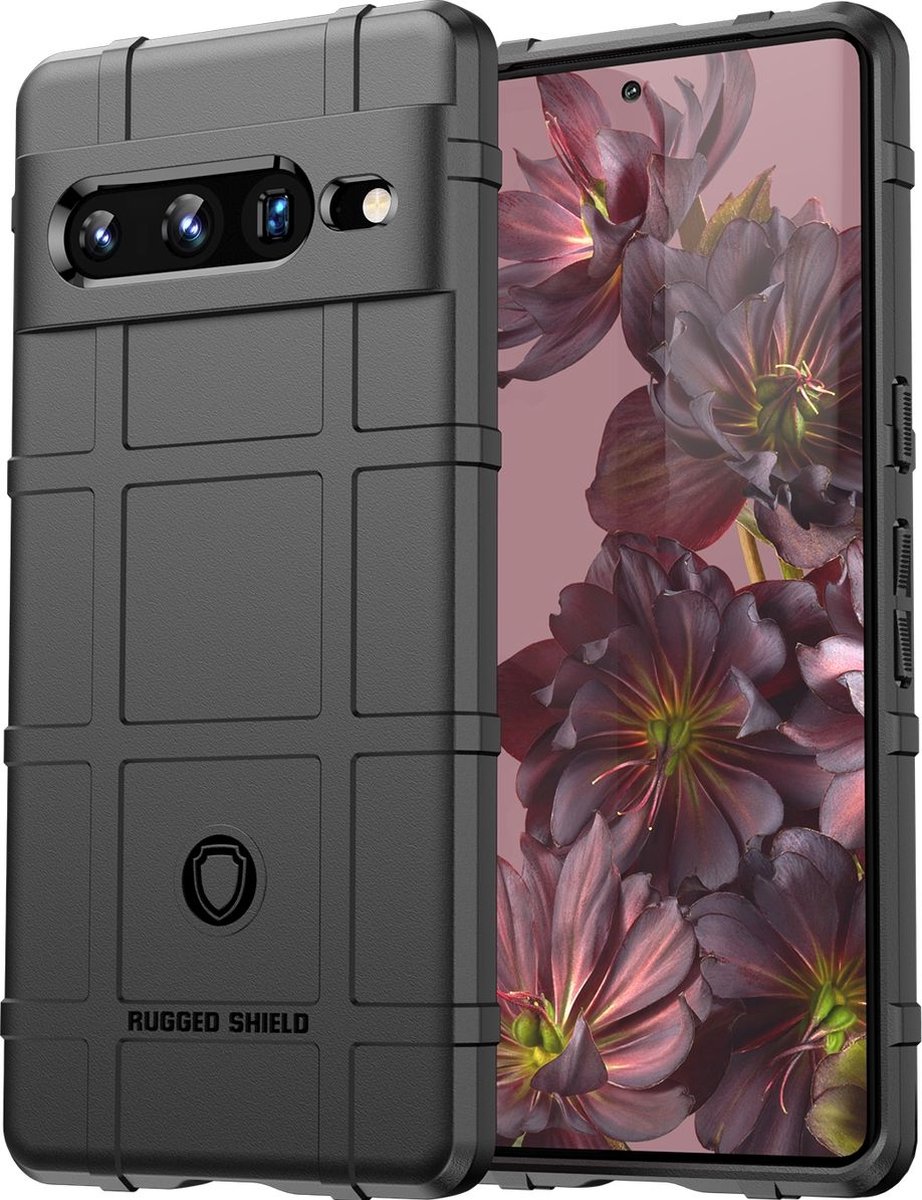 Mobigear Hoesje geschikt voor Google Pixel 7 Pro Telefoonhoesje Flexibel TPU | Mobigear Rugged Shield Backcover Shockproof | Schokbestendig Pixel 7 Pro Telefoonhoesje | Anti Shock Proof - Zwart