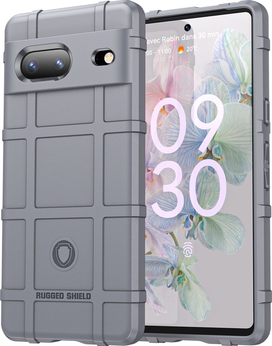 Mobigear Hoesje geschikt voor Google Pixel 7 Telefoonhoesje Flexibel TPU | Mobigear Rugged Shield Backcover Shockproof | Schokbestendig Pixel 7 Telefoonhoesje | Anti Shock Proof - Grijs