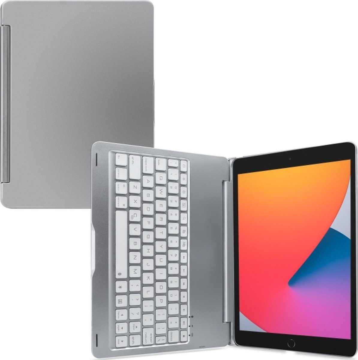 Apple iPad 9 10.2 (2021) Hoes - Mobilize - Slim Book Keyboard Serie - Aluminium Bookcase - Zilver - Hoes Geschikt Voor Apple iPad 9 10.2 (2021)