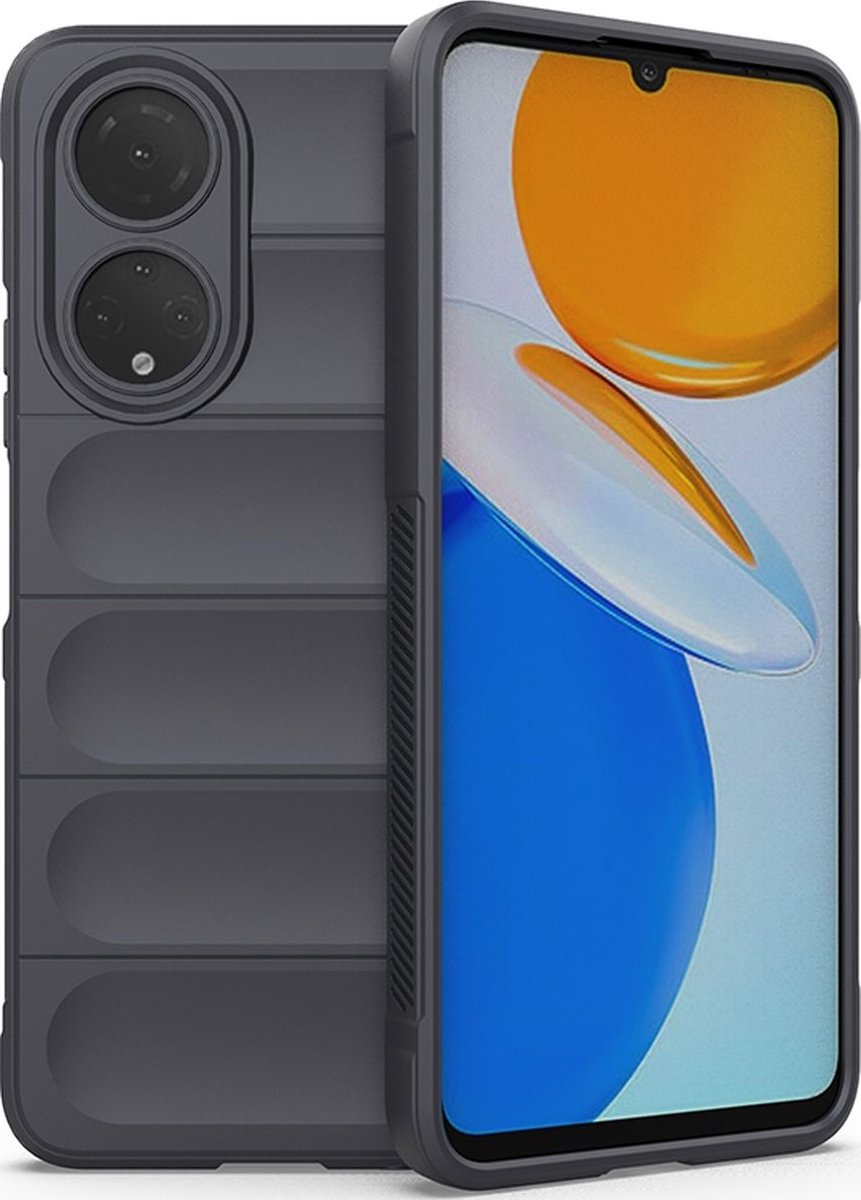 Mobigear Hoesje geschikt voor HONOR X7 Telefoonhoesje Flexibel TPU | Mobigear Bumpy Backcover | X7 Case | Back Cover - Charcoal