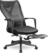 Chaise de bureau ergonomique Mfavour ® avec repose-pieds, chaise de bureau, chaise de bureau ergonomique avec support lombaire réglable, accoudoir et dossier réglable à 170° - jusqu'à 150 kg - Zwart