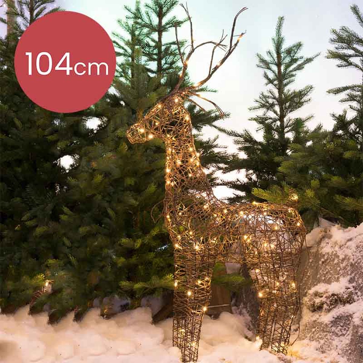 Sierlijke rotan hert met LED verlichting voor buiten en binnen 104CM