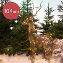 DELICHTER Led-kerstfiguur, rotan rendier, hert kerstverlichting met timer, warmwit, hert, kerstdecoratie voor buiten en binnen, woonkamer, tuin