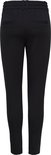 Zwarte chino broek met elastische tailleband en opgestikte zakken, van achteren gezien.