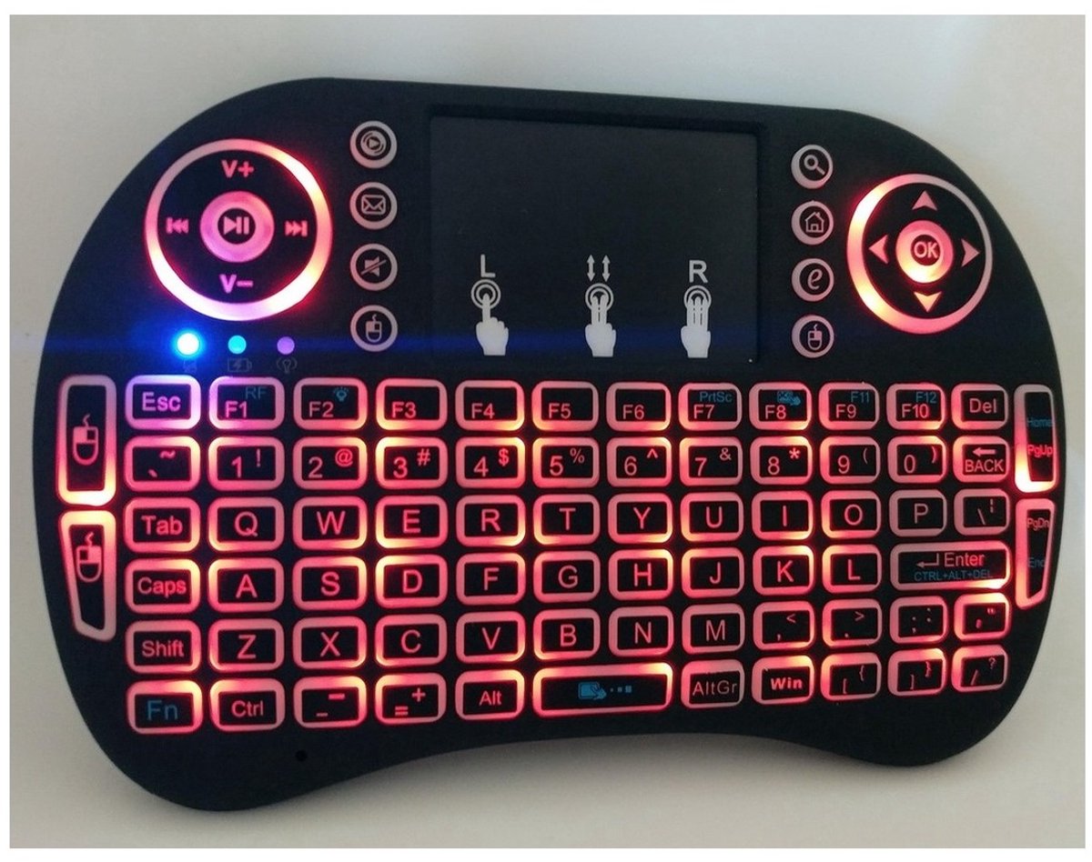 LuxeBass Draadloos mini toetsenbord met Multi Touchpad - RGB Backlight - Oplaadbare accu